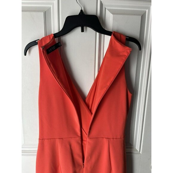 Lauren Ralph Lauren Sleeveless Crepe Cocktail Dress Hyannis Port Orange Size 4 - Picture 8 of 10